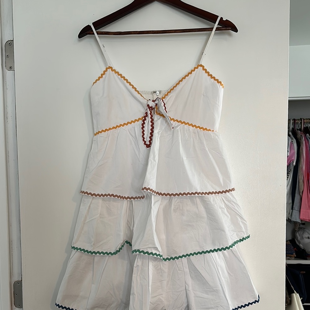 English Factory Color block Wave 3 Tiered Dress